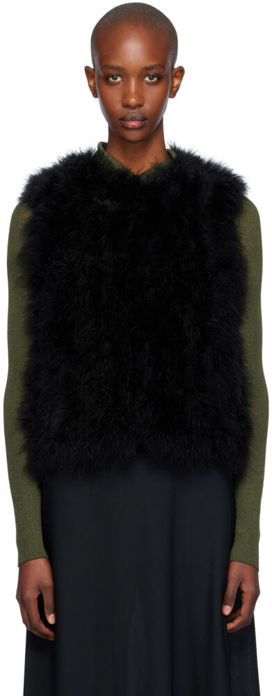 Yves Salomon Black Feather Vest Cover