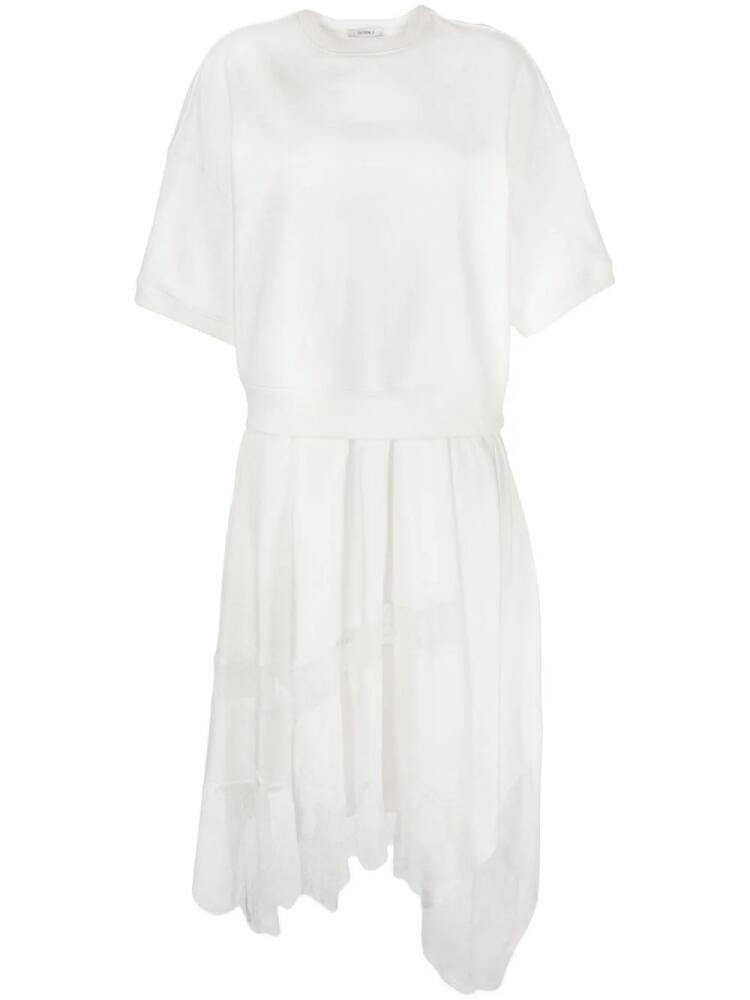 Goen.J layered lace-trim dress - White Cover