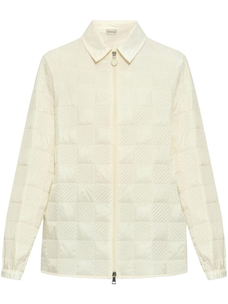 Moncler logo-patch quilted jacket - Neutrals Cover