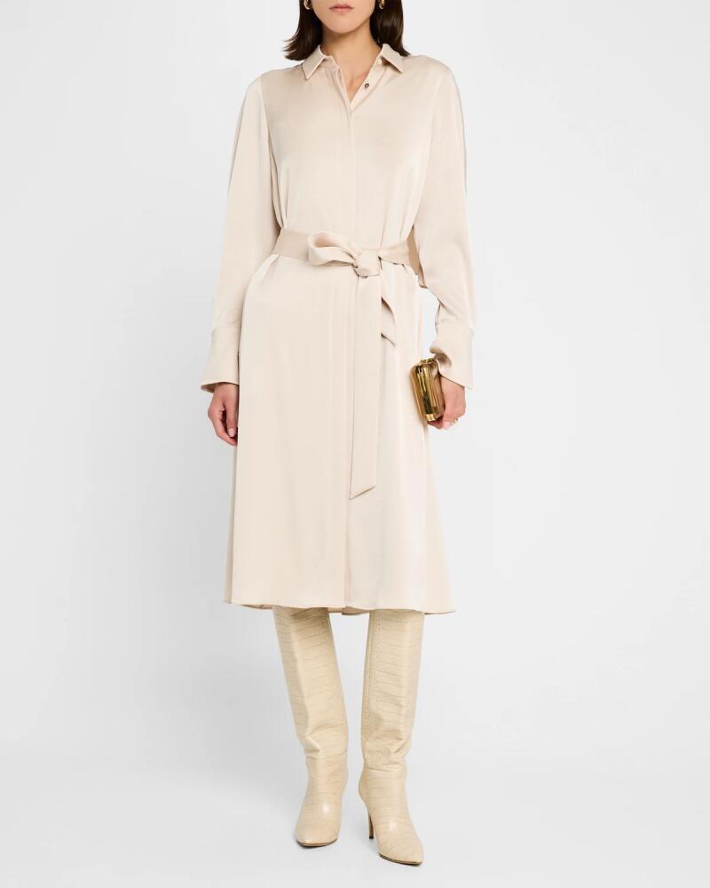 Kobi Halperin Everett Satin Back Crepe Cape Midi Shirtdress Cover