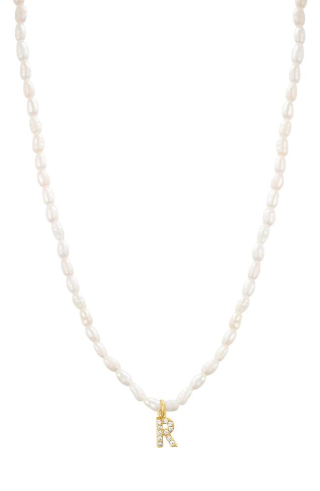 st. Moran Initial Freshwater Pearl Beaded Necklace in White - R Cover