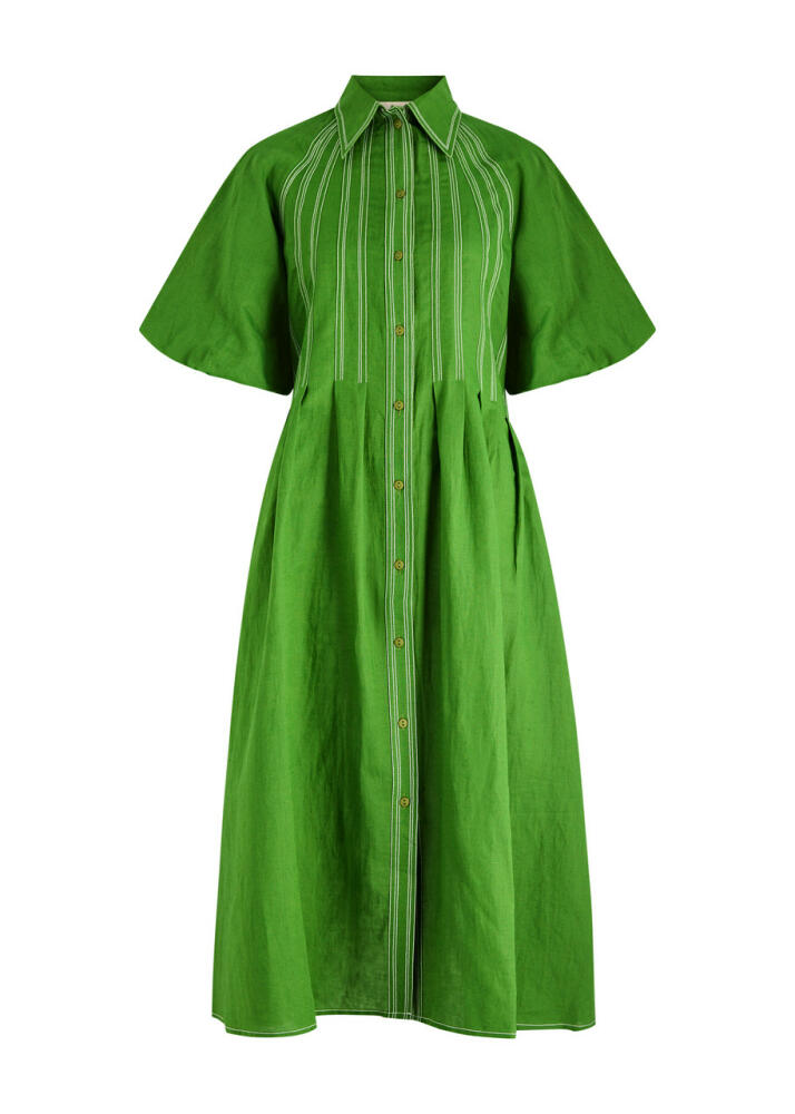 Lovebirds Linen-blend Midi Dress - Green Cover