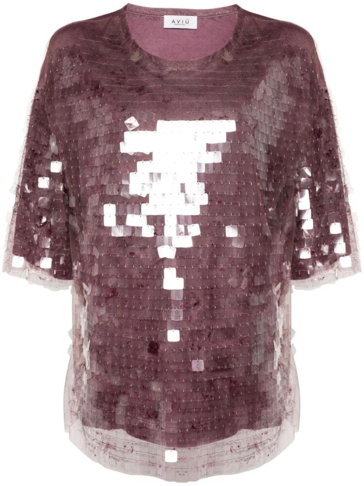 Aviù sequin-embellished T-shirt - Purple Cover