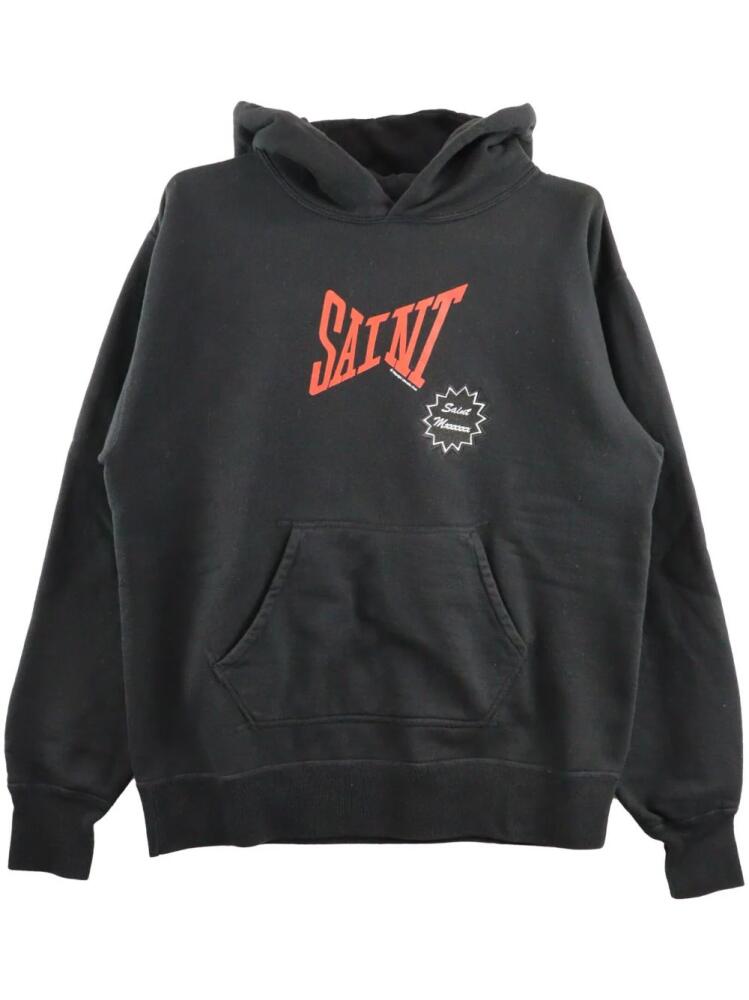 SAINT MXXXXXX logo-print cotton hoodie - Black Cover