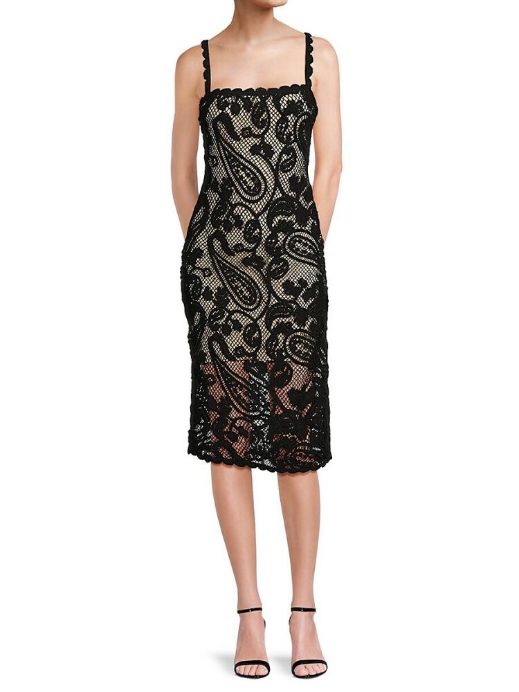 Hemant & Nandita Women's Paisley Lace Sheath Midi Dress - Black Cover