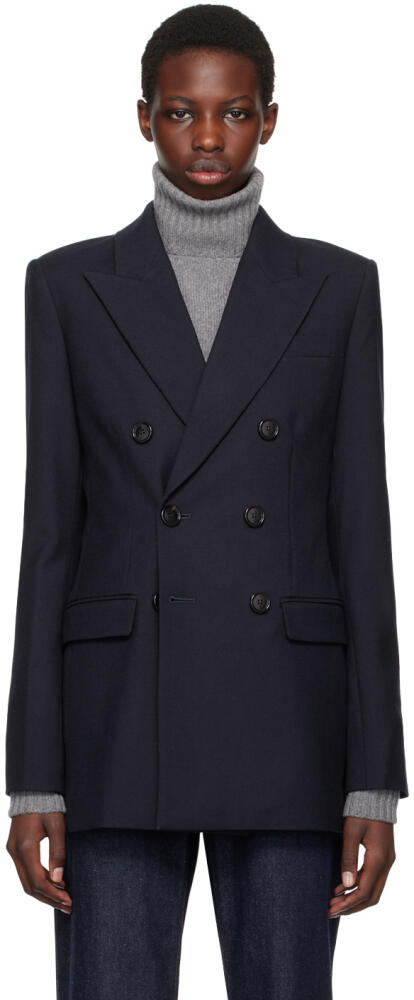 AMI Paris Navy Double-Breasted Blazer Cover