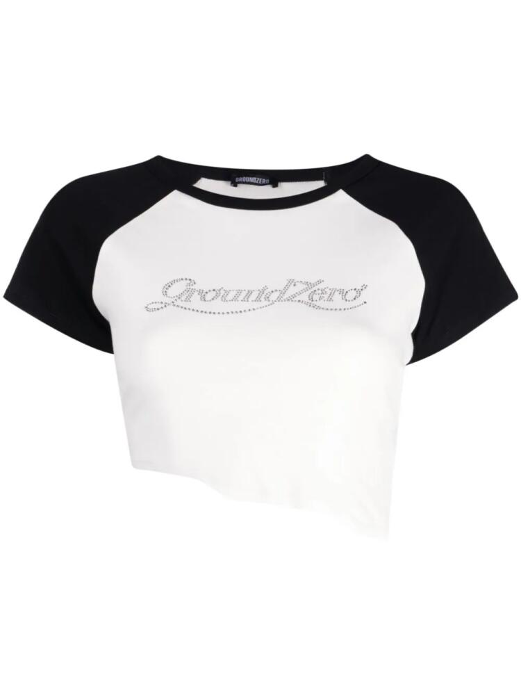 Ground Zero logo-appliqué raw-cut T-shirt - White Cover