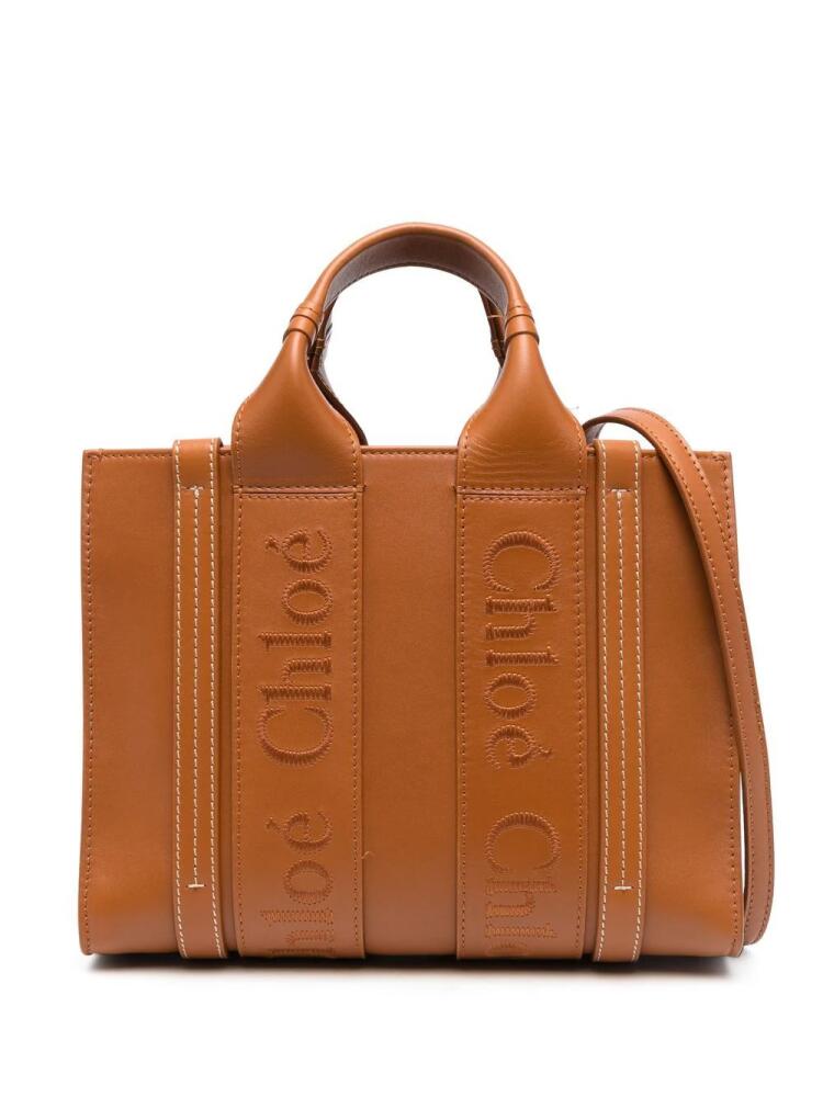 Chloé embroidered-logo tote bag - Brown Cover