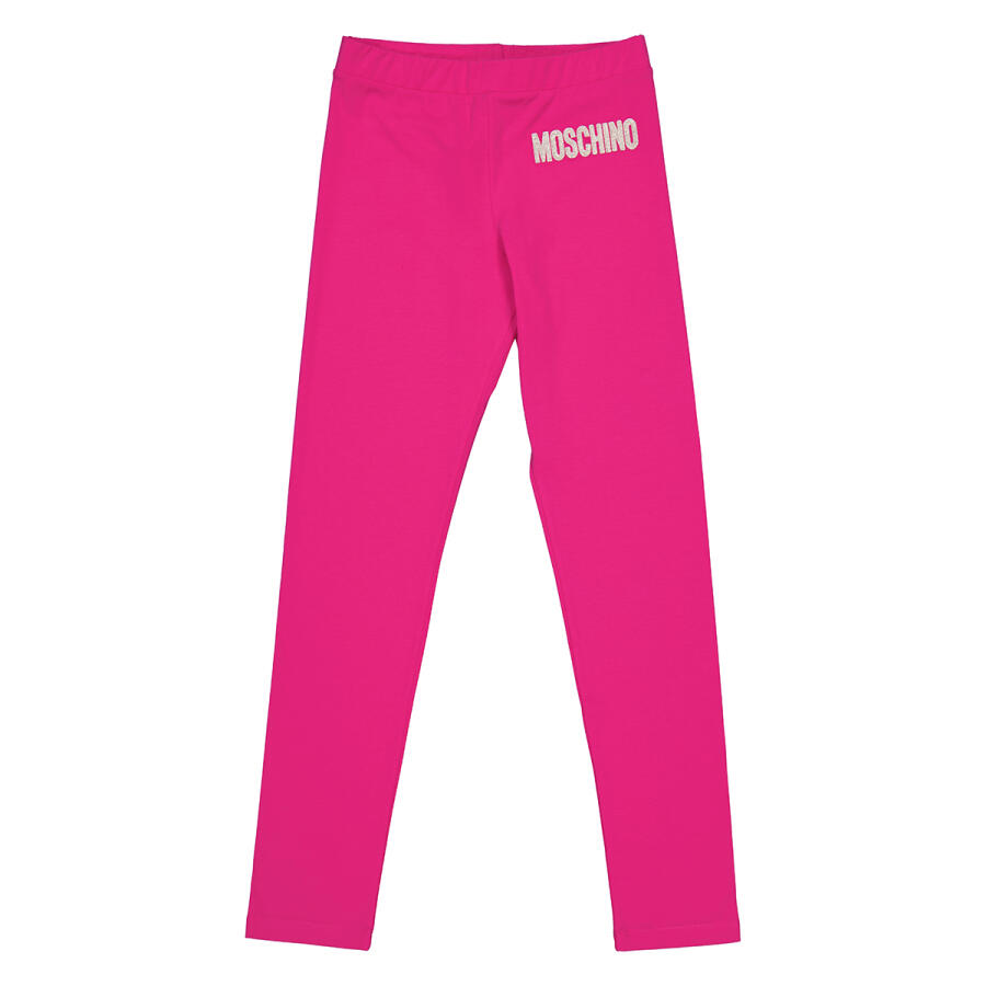 Moschino Girls Fuxia Logo Embroidered Leggings Cover