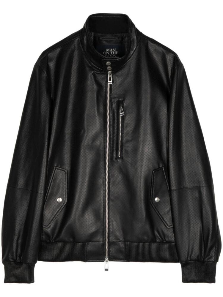 Man On The Boon. zipped punched-leather jacket - Black Cover