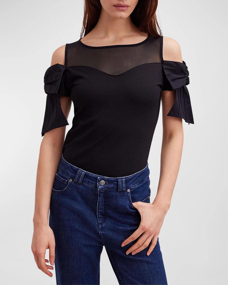 Anne Fontaine Virtyl Cold-Shoulder Bow-Sleeve T-Shirt Cover