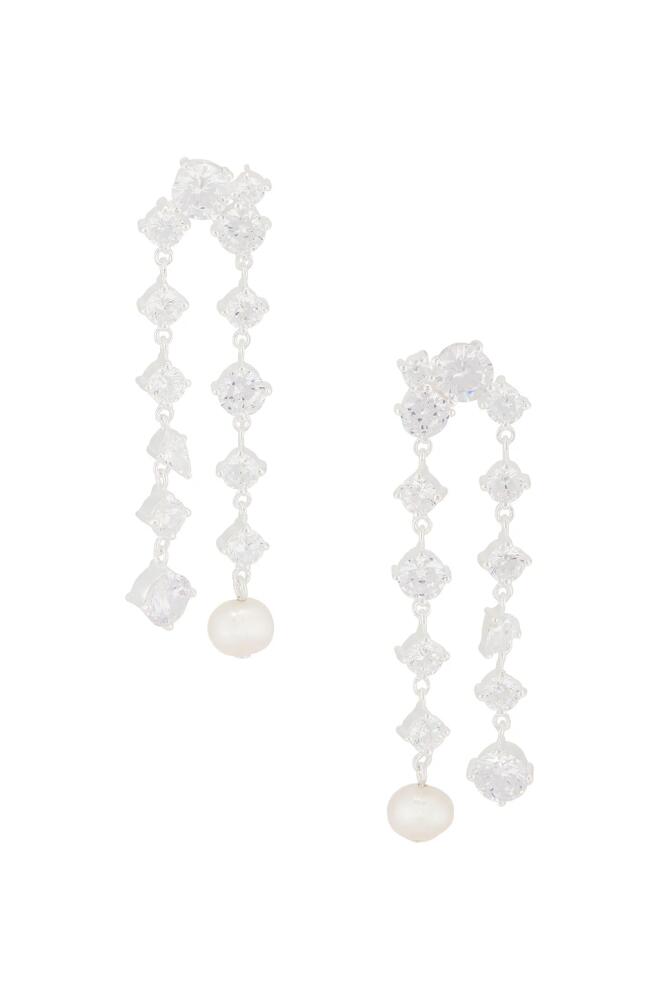 Completedworks Freshwater Pearl And CZ Earrings in Metallic Silver Cover