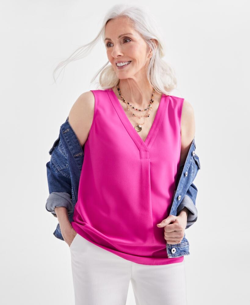 Style & Co Women's Sleeveless Tank, Created for Macy's - Fuchsia Tulip Cover