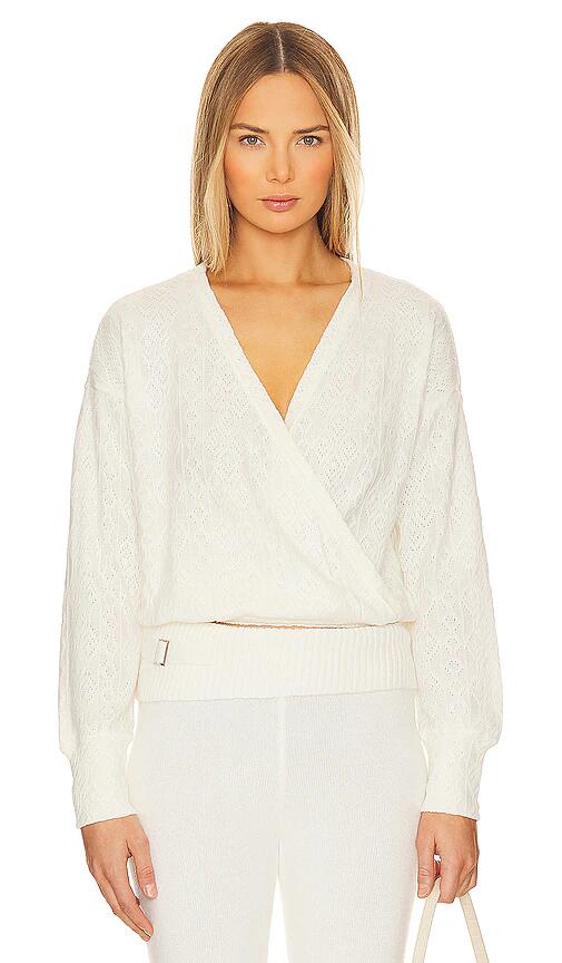 Bobi Wrap Front Long Sleeve Top in White Cover