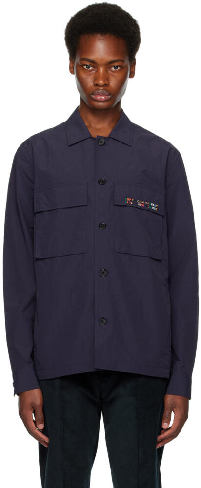 Pop Trading Company Navy Embroidered Shirt Cover