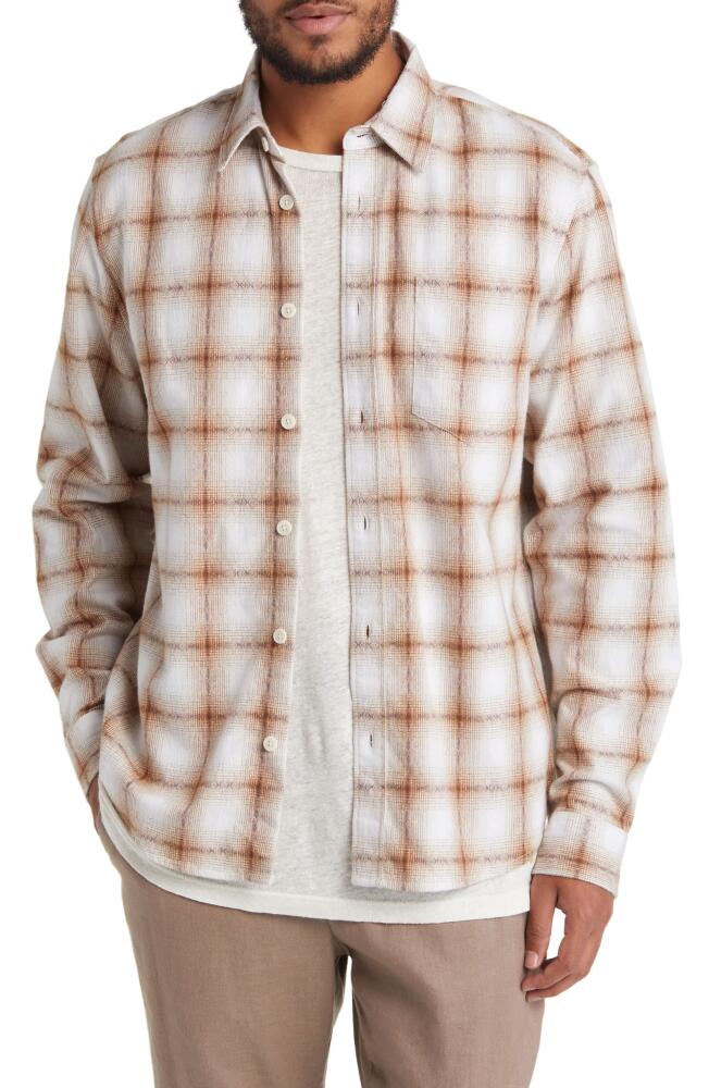 Wax London Shelly Plaid Flannel Button-Up Shirt in Ecru/Brown Cover