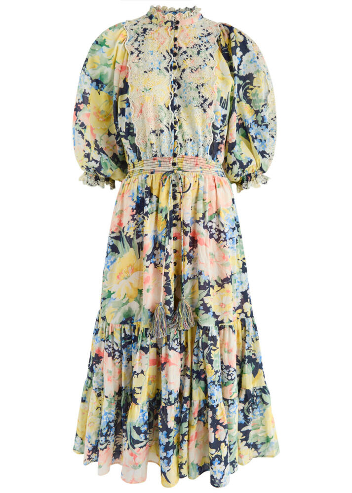 Bytimo Floral-print Embroidered Cotton-blend Midi Dress - Multicoloured Cover