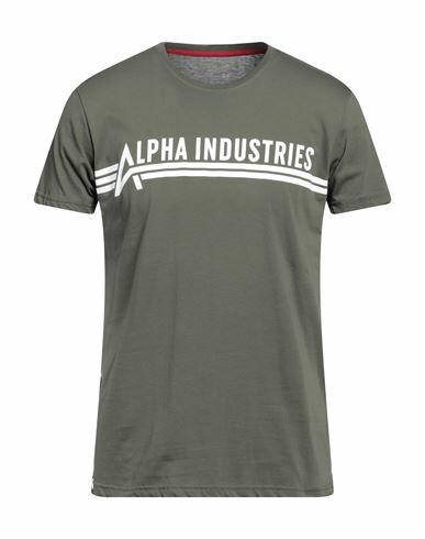 Alpha Industries Man T-shirt Military green Cotton Cover