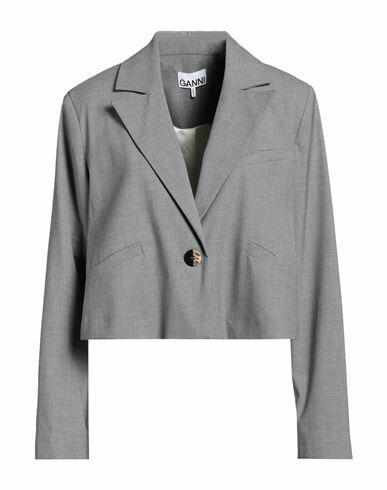 Ganni Woman Blazer Grey Viscose, Polyester, Elastane Cover