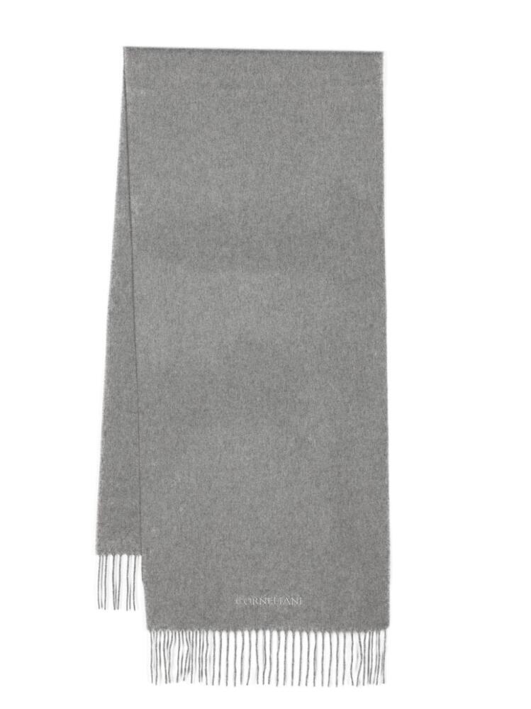 Corneliani logo-embroidered cashmere scarf - Grey Cover