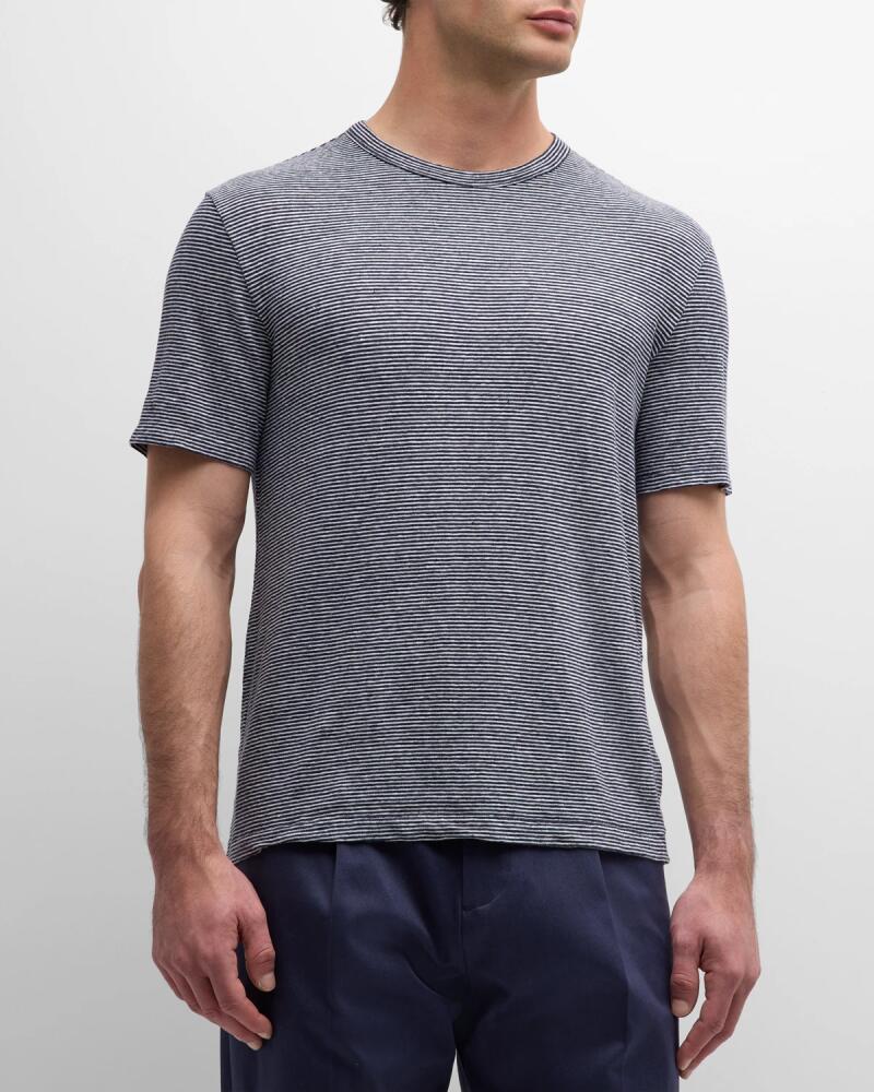 Officine Generale Men's Striped Linen T-Shirt Cover