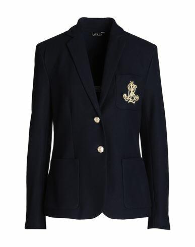 Lauren Ralph Lauren Patch Jacquard Blazer Woman Blazer Midnight blue Cotton, Elastane Cover