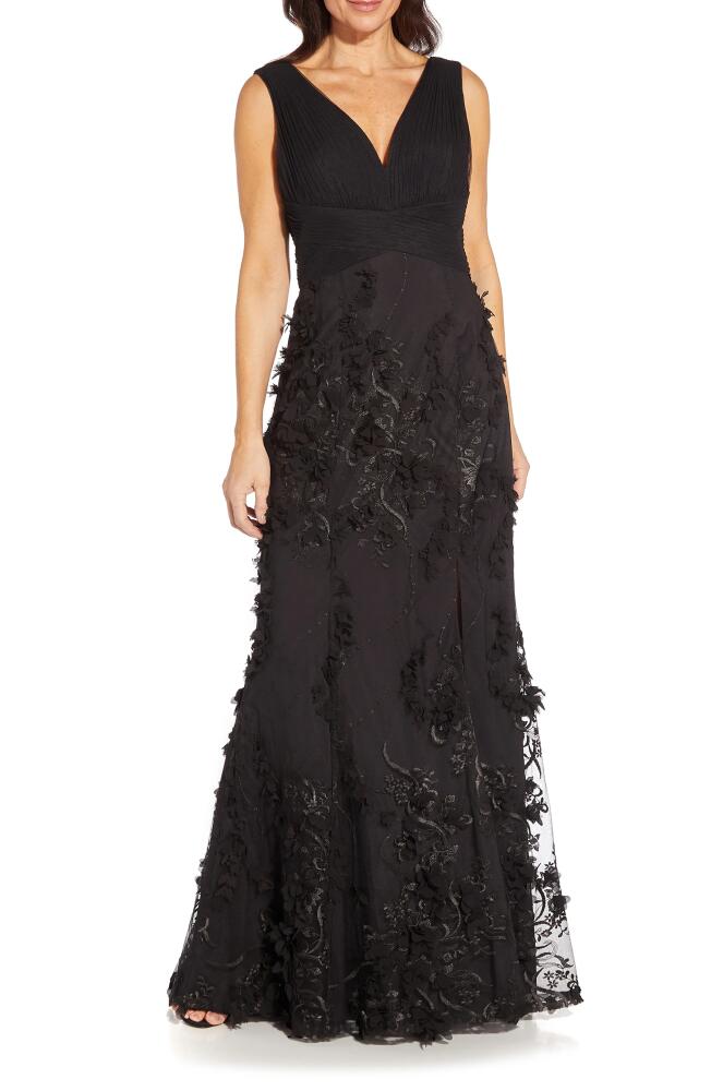 Aidan Mattox by Adrianna Papell Embroidered Mesh Trumpet Gown in Black Cover