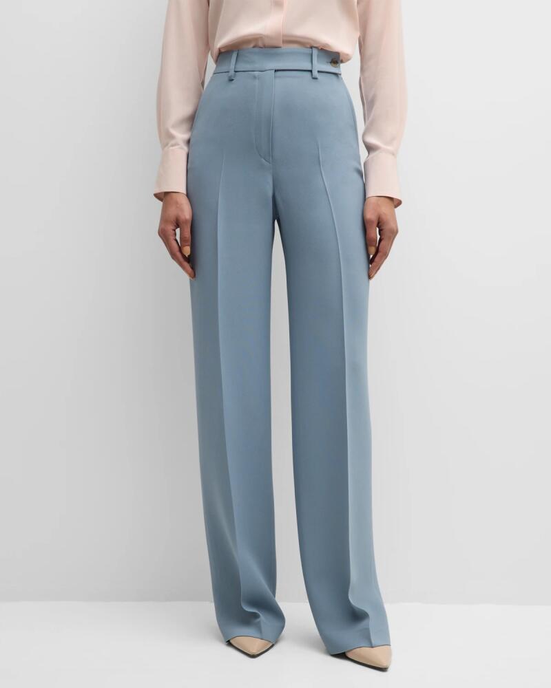 Kiton High-Rise Wide-Leg Crepe Pants Cover