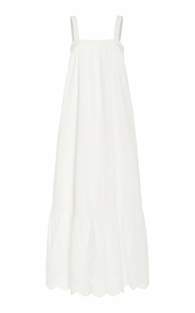 Posse - Louisa Tie-Detailed Broderie Anglaise Cotton Maxi Dress - White Cover