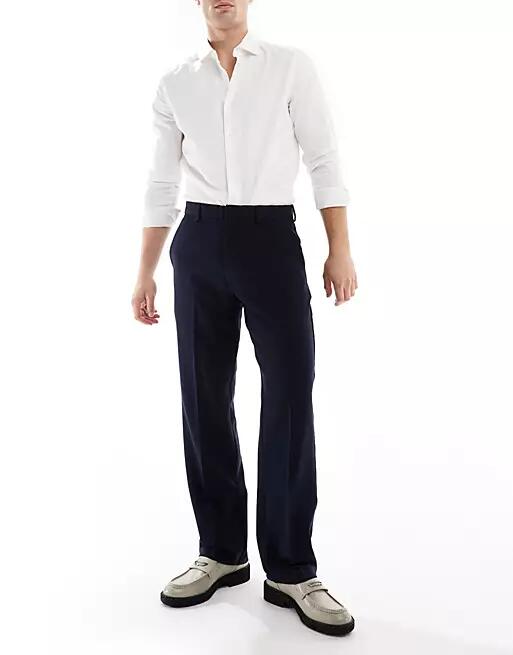 ASOS DESIGN smart straight leg pants navy Cover