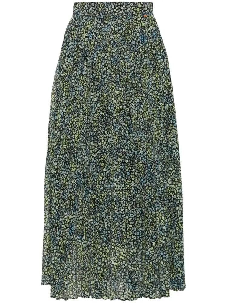 BOSS floral-print pleated midi skirt - Black Cover