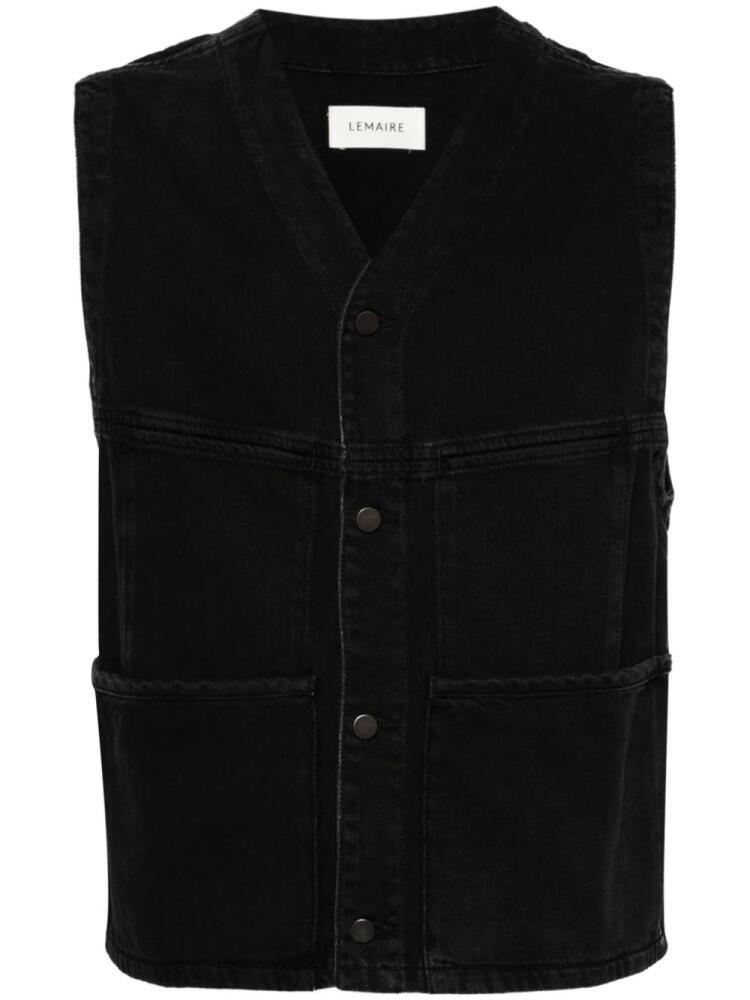 LEMAIRE V-neck sleeveless denim gilet - Black Cover