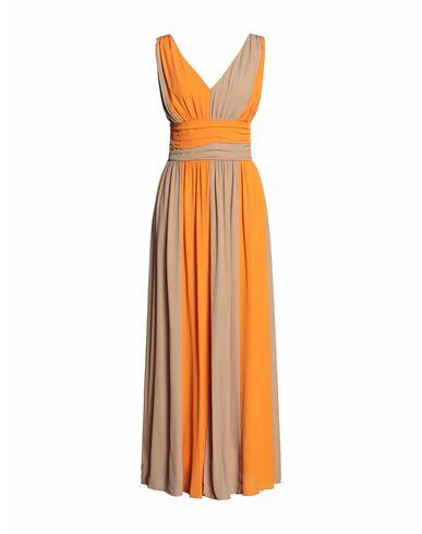 Carla G. Woman Maxi dress Orange Acetate, Silk Cover