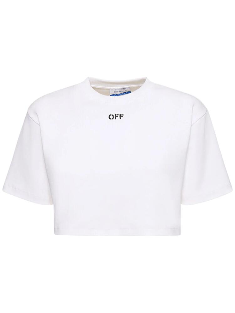 OFF-WHITE Logo Cotton Blend Cropped T-shirt Cover