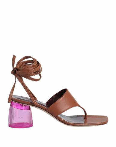 Staud Woman Thong sandal Brown Soft Leather Cover