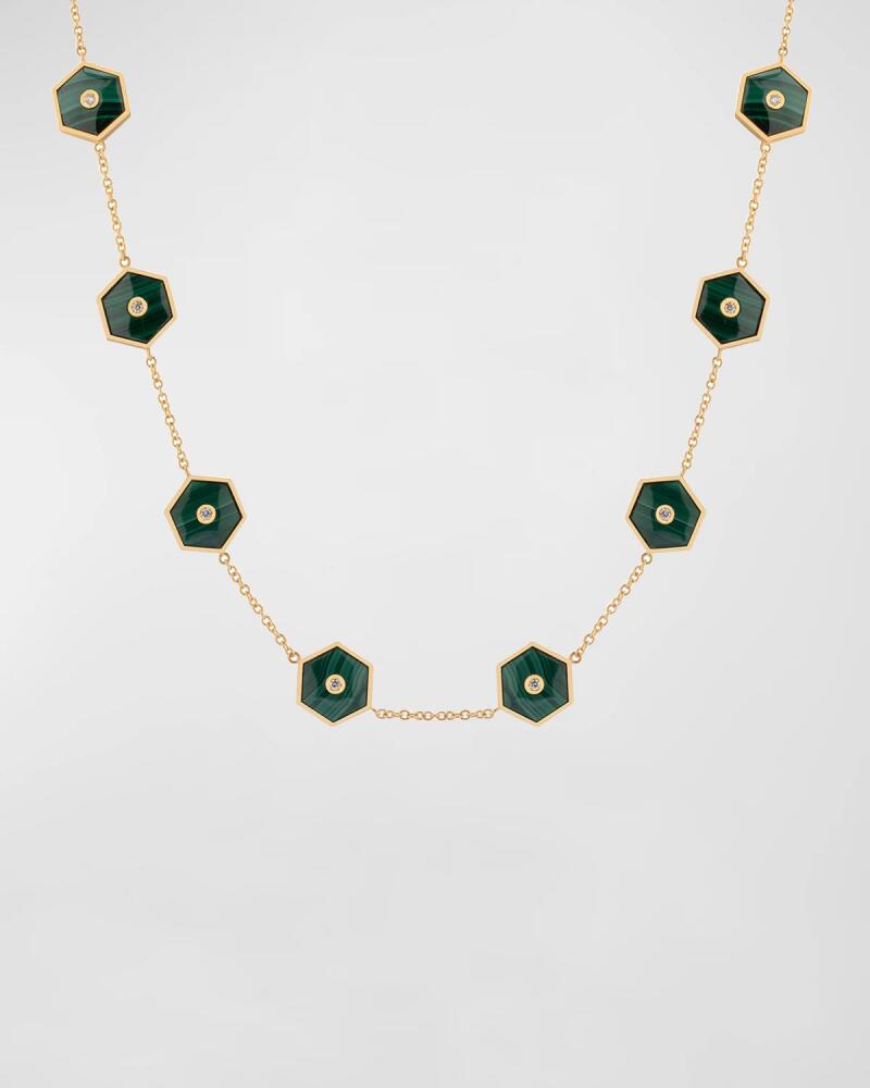 Miseno Baia Sommersa 18K Yellow Gold Malachite and Diamond Necklace Cover