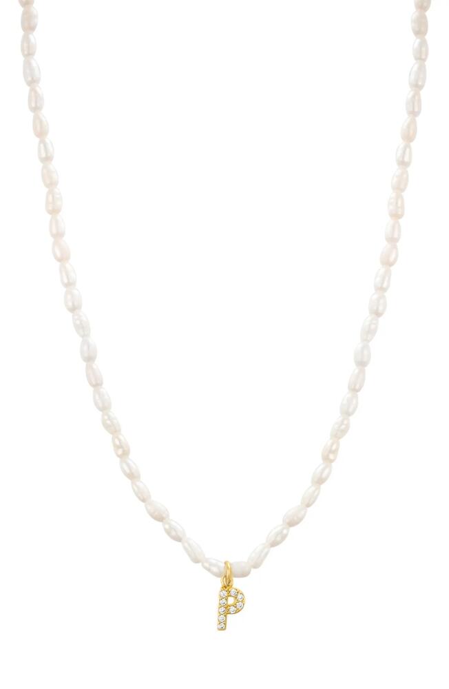 st. Moran Initial Freshwater Pearl Beaded Necklace in White - P Cover