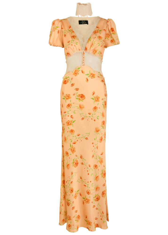 DE LA Vali Pavlova Floral-print Silk-blend Maxi Dress - Peach Cover