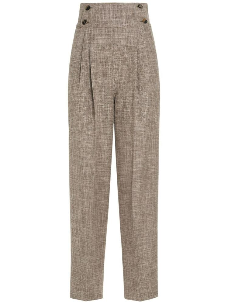 LORO PIANA Lien High Rise Wool Blend Cropped Pants Cover