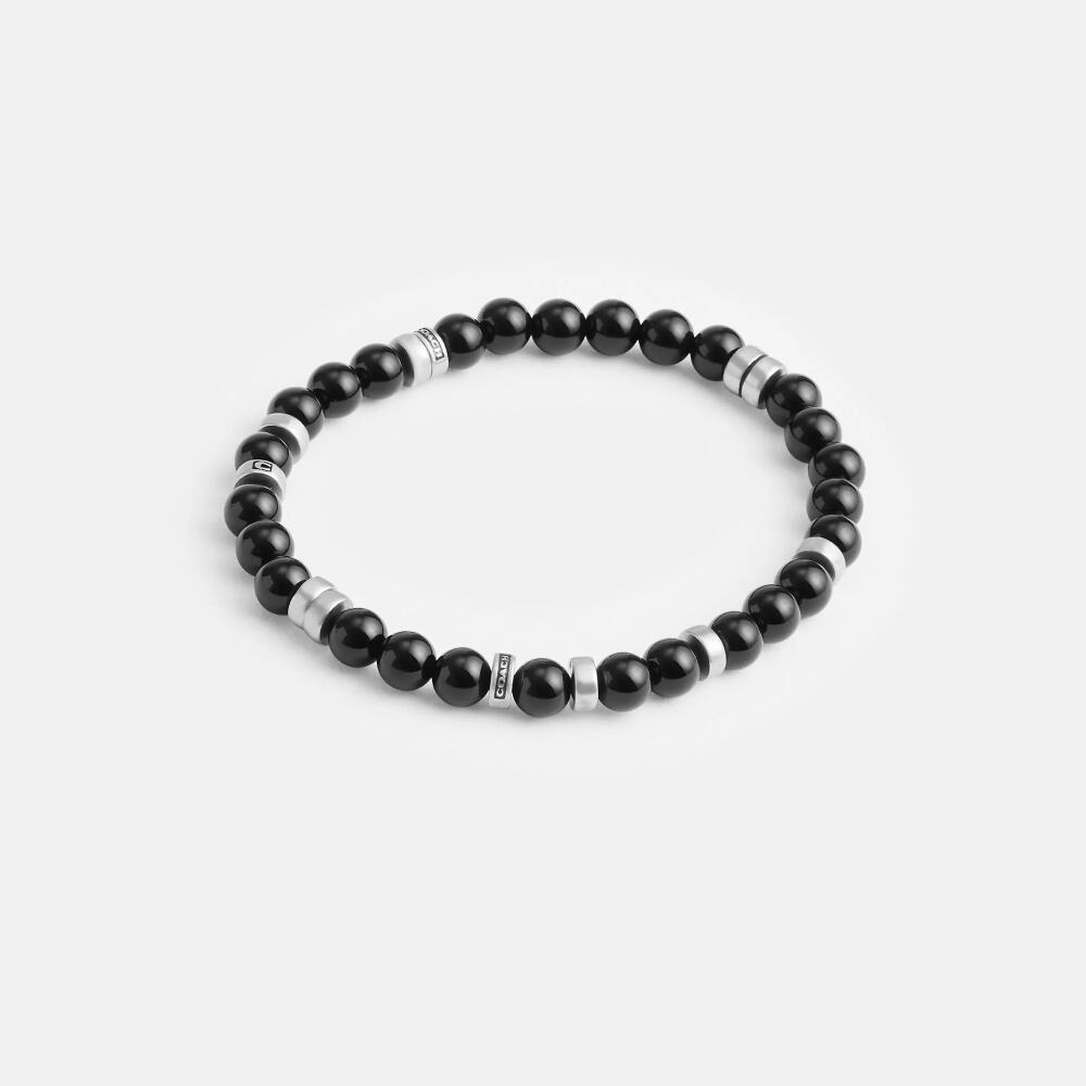 Coach Black Onyx Beaded Disk Bracelet Cover