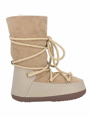 Inuikii Woman Ankle boots Beige Leather, Shearling Cover