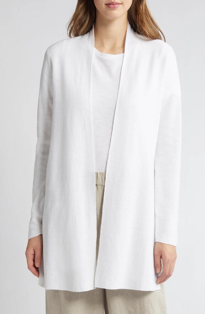 Eileen Fisher Long Organic Linen & Organic Cotton Cardigan in White Cover