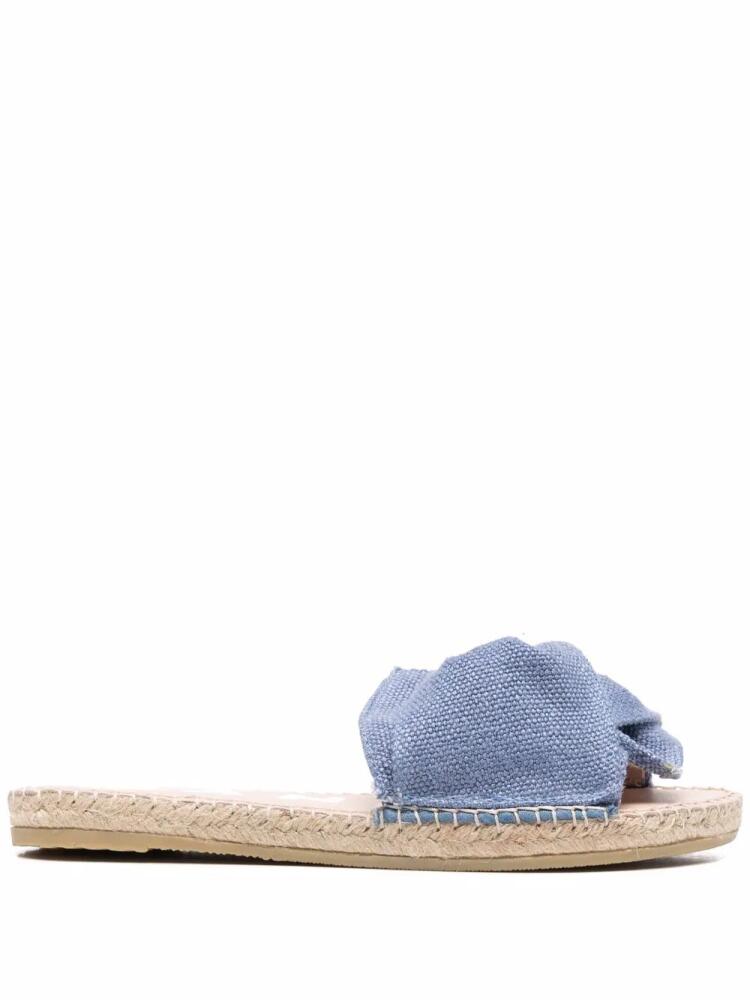 Manebi denim knotted flat slides - Blue Cover