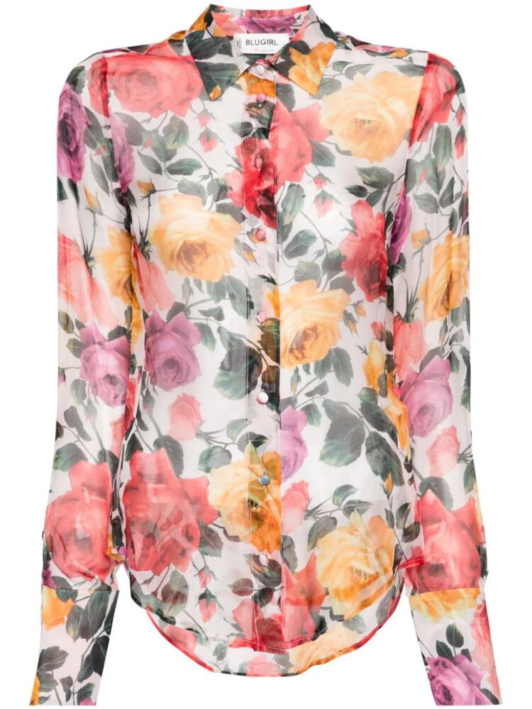 Blugirl floral-print chiffon shirt - Pink Cover