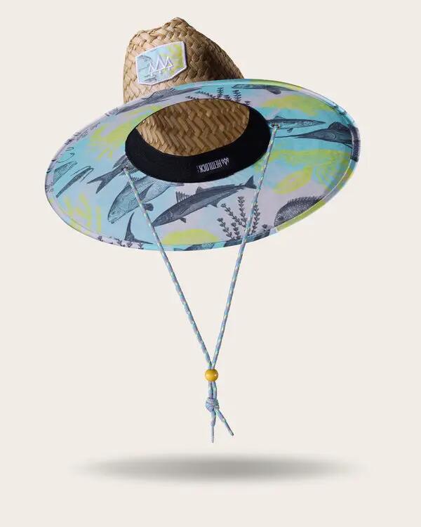 Hemlock Skipper Straw Lifeguard Hat in Saltwater Neon Cover