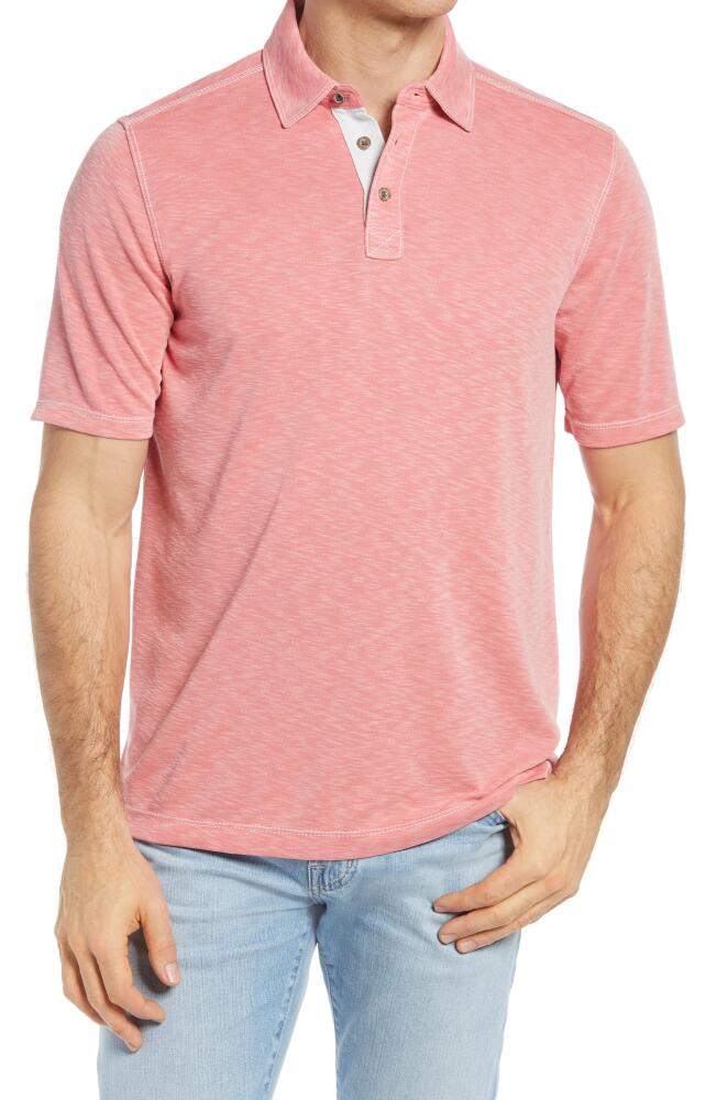 Johnston & Murphy Slub Men's Polo in Coral Cover