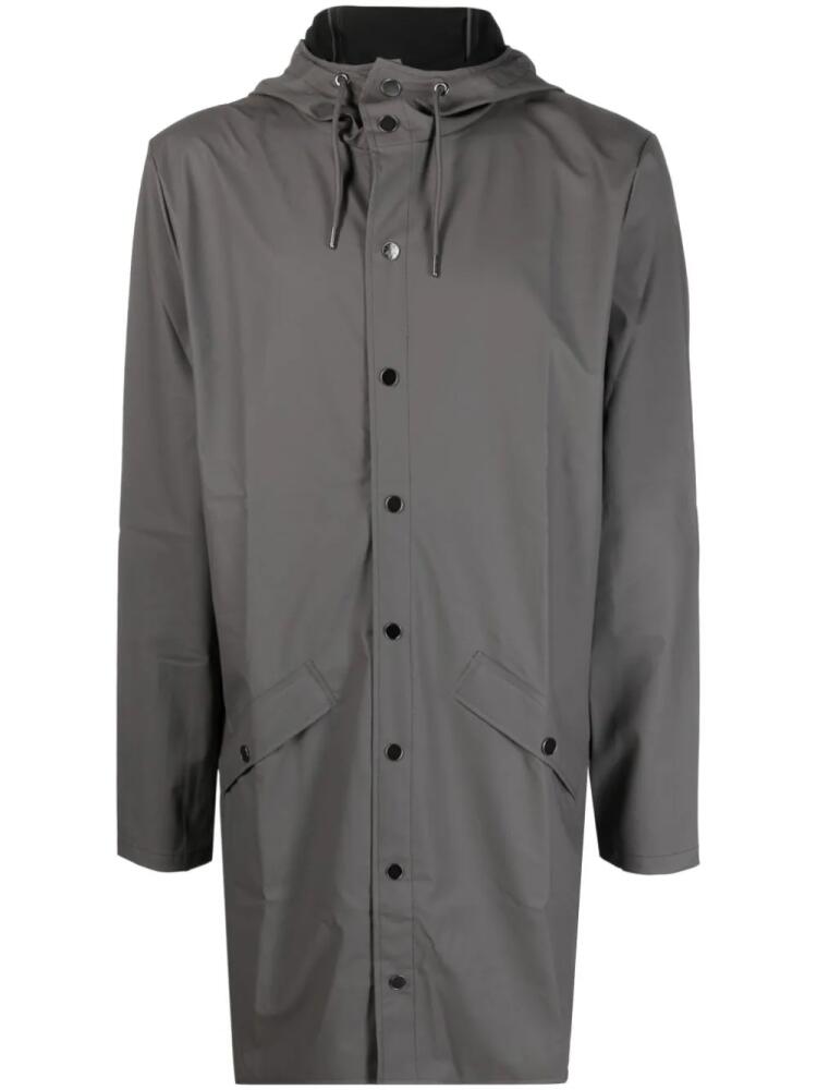 Rains hooded stud-fastening raincoat - Grey Cover