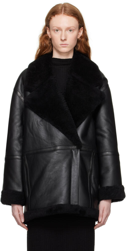 CAMILLA AND MARC Black Delano Shearling Jacket Cover