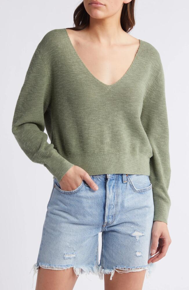 Treasure & Bond Shrunken Cotton & Linen Sweater in Olive Acorn Cover