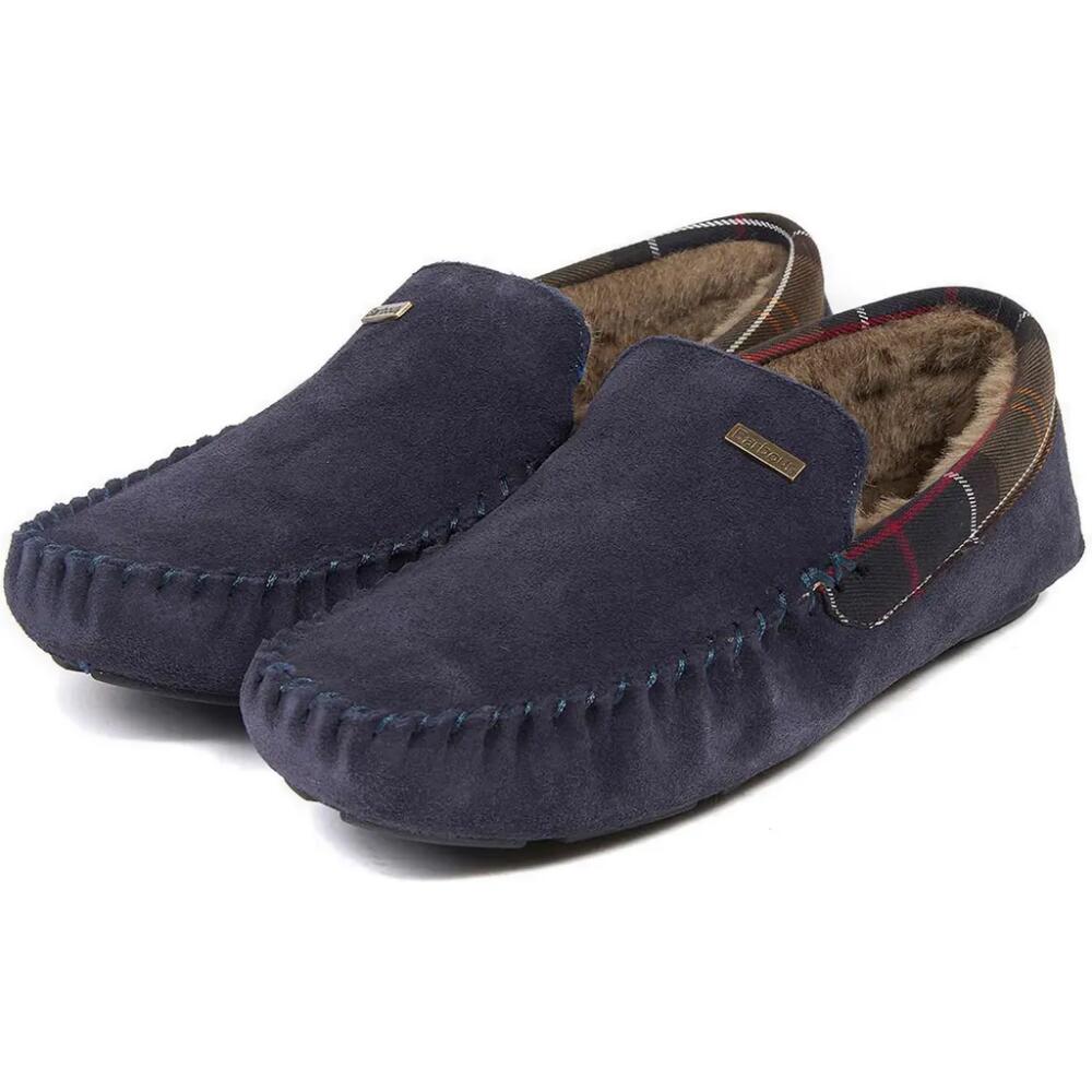 Barbour Monty Faux Fur Lined Slipper in Navy Suede Cover